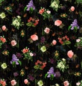 Seamless pattern ofÃÂ colored floral seasonal vintage. Royalty Free Stock Photo